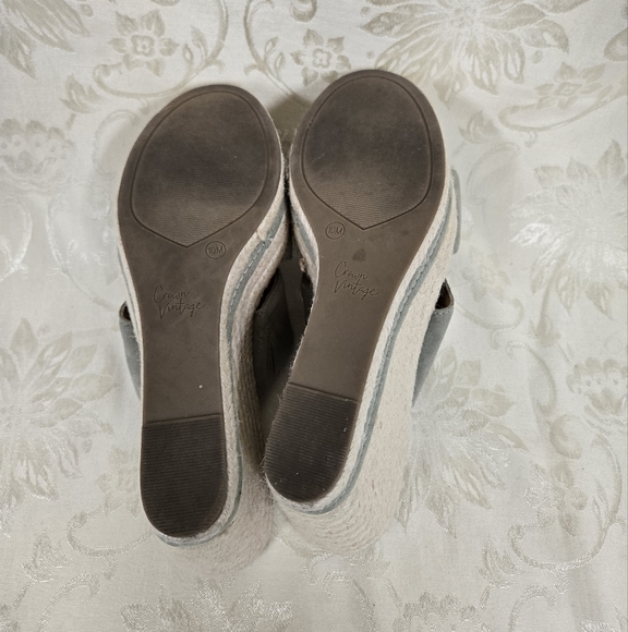 Crown Vintage Womens CV-Erasin Leather Espadrille Wedge Sandal Bayleaf Size 10 - Picture 8 of 9